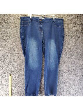 Modamix Jeans Womens 20W Blue Stretch Denim Tapered Fit Straight Leg *Read*